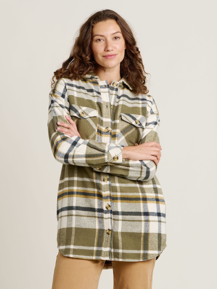 Brakeburn Green 100% Cotton Studland Shacket - Image 1 of 4