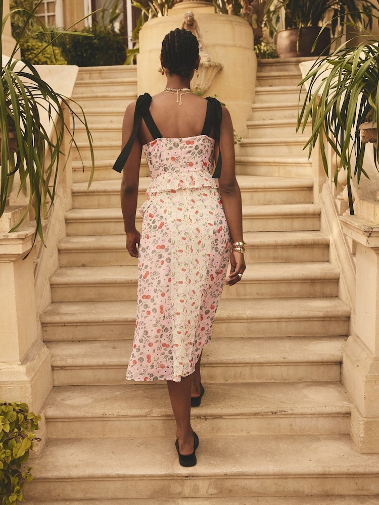 Cath Kidston Pink Cherry Bunches Ruffles Maxi Dress - Image 2 of 5