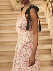 Cath Kidston Pink Cherry Bunches Ruffles Maxi Dress - Image 3 of 5