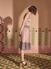 Cath Kidston Waters Ditsy Ruched Midi 100% Cotton Dress - Image 3 of 8