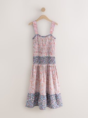Cath Kidston Waters Ditsy Ruched Midi 100% Cotton Dress - Image 6 of 8