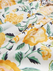 Cath Kidston Yellow Strawberry Garden Ruched Midi 100% Cotton Dress - Image 2 of 3