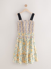 Cath Kidston Yellow Strawberry Garden Ruched Midi 100% Cotton Dress - Image 5 of 7