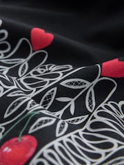 Cath Kidston Black Cherry Shirred Midi 100% Cotton Skirt - Image 9 of 9