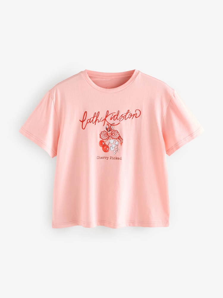 Cath Kidston Pink Cherry Bunches 100% Cotton T-Shirt - Image 1 of 8 Cath Kidston Pink Cherry Bunches 100% Cotton T-Shirt - Image 1 of 8