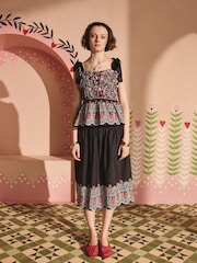 Cath Kidston Black Cherry Shirred Cami 100% Cotton Top - Image 2 of 7
