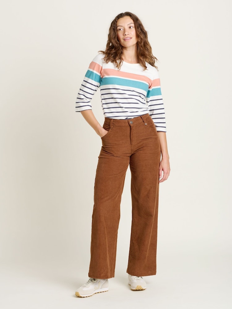 Brakeburn Brown 100% Cotton Wide Leg Cord Trousers - Image 1 of 4