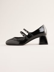 Friends Like These Black Standard Fit Low Block Heel Double Strap Mary Jane Court Shoes - Image 5 of 5