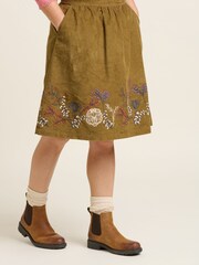 Brakeburn Green Embroidered Cord Skirt - Image 1 of 4