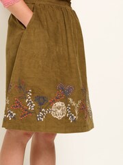 Brakeburn Green Embroidered Cord Skirt - Image 3 of 4