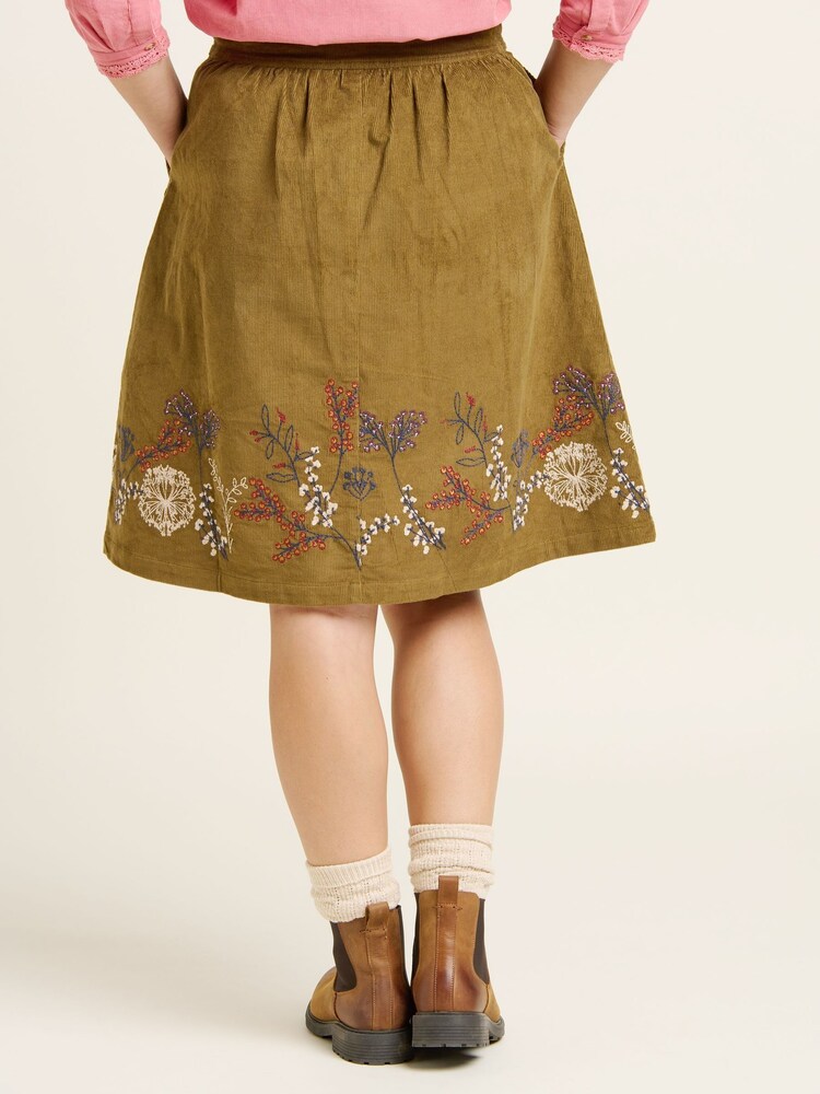Brakeburn Green Embroidered Cord Skirt - Image 4 of 4
