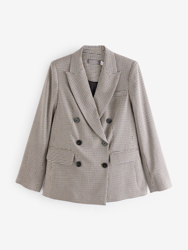 Mint Velvet Cream Checked Double Breasted Blazer - Image 5 of 5