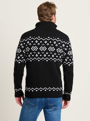 Brakeburn Blue Fairisle Pattern Quarter Zip Jumper - Image 2 of 4