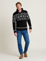 Brakeburn Blue Fairisle Pattern Quarter Zip Jumper - Image 4 of 4