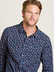 Brakeburn Blue 100% Cotton Leaf Shirt - Image 3 of 4