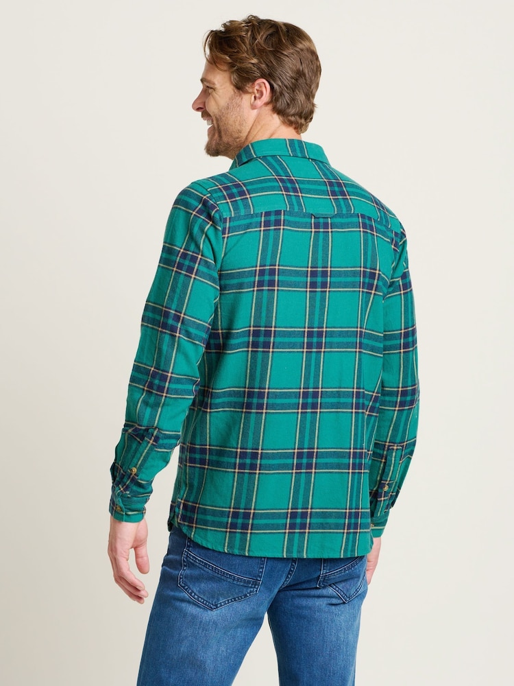 Brakeburn Green 100% Cotton Check Shirt - Image 2 of 4