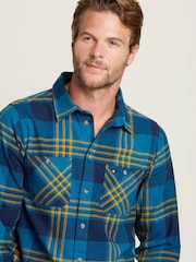 Brakeburn Blue 100% Cotton Winter Check Shirt - Image 3 of 4