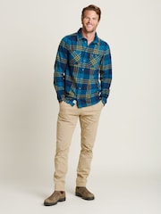 Brakeburn Blue 100% Cotton Winter Check Shirt - Image 4 of 4