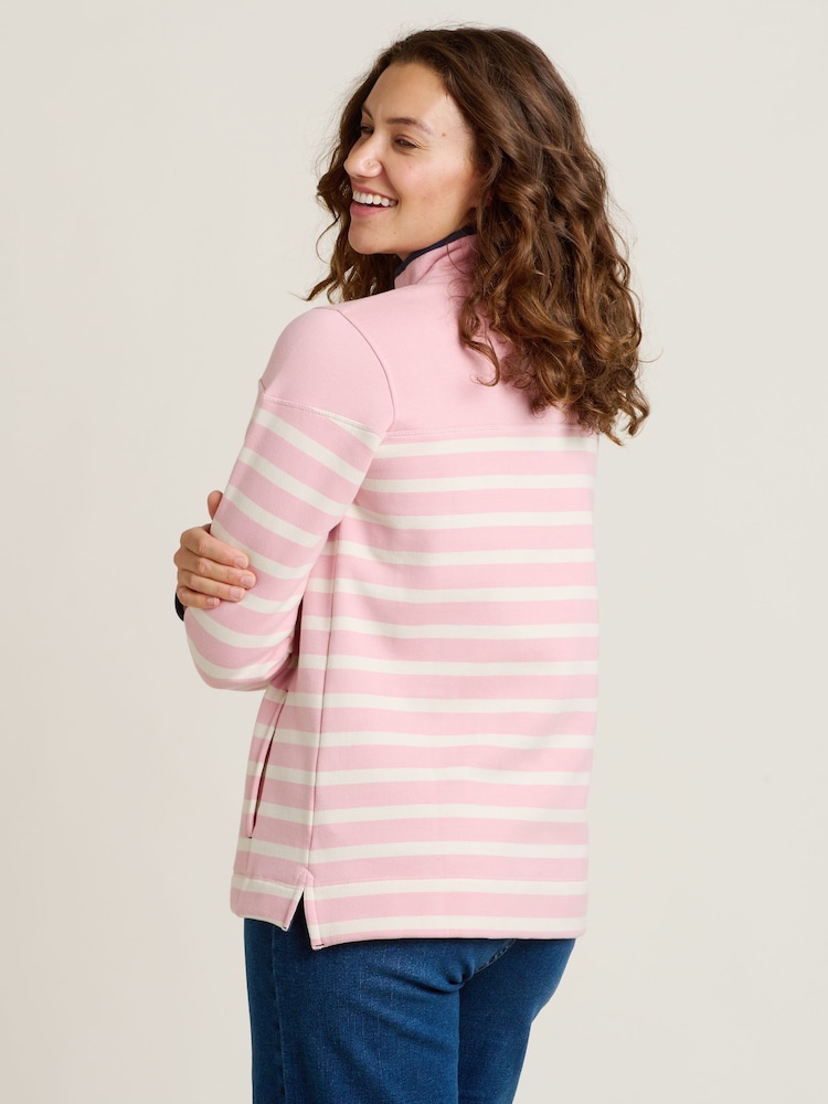 Brakeburn Pink 100% Cotton Quarter Zip Sweatshirt - Image 2 of 4