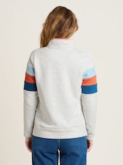 Brakeburn Cream 100% Cotton Chest Stripe Quarter Zip Sweatshirt - Image 2 of 4