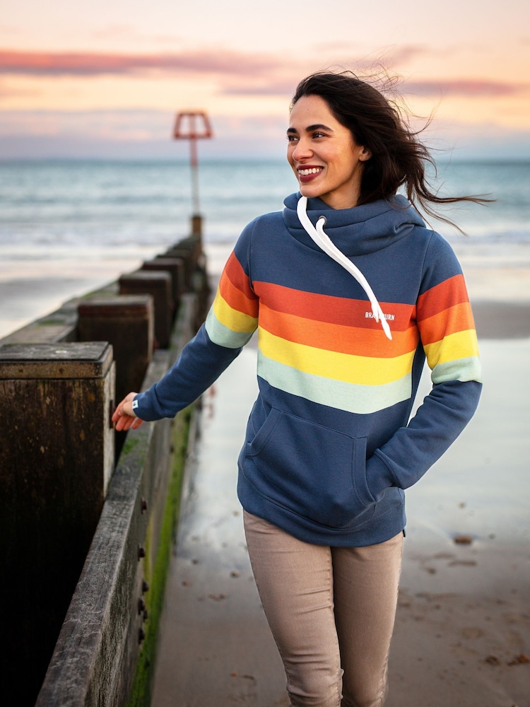 Brakeburn Blue Stripe Elise 100% Cotton Hoodie - Image 1 of 5
