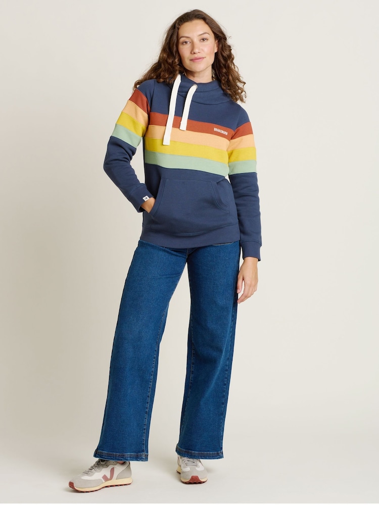 Brakeburn Blue Stripe Elise 100% Cotton Hoodie - Image 5 of 5