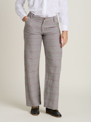 Brakeburn Grey 100% Cotton Wide Leg Textured Trousers - Image 1 of 4