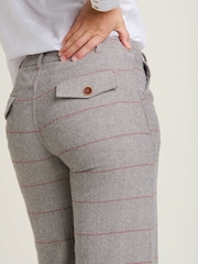 Brakeburn Grey 100% Cotton Wide Leg Textured Trousers - Image 3 of 4