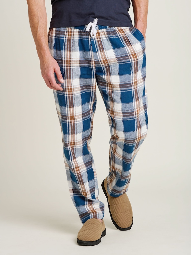Brakeburn Blue Winter Check 100% Cotton Pyjama Bottoms - Image 1 of 5