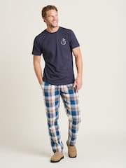 Brakeburn Blue Winter Check 100% Cotton Pyjama Bottoms - Image 4 of 5