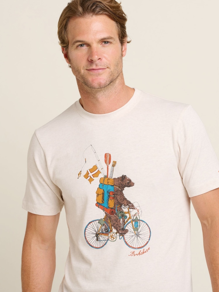 Brakeburn Cream Camping Bear 100% Cotton T-Shirt - Image 5 of 5