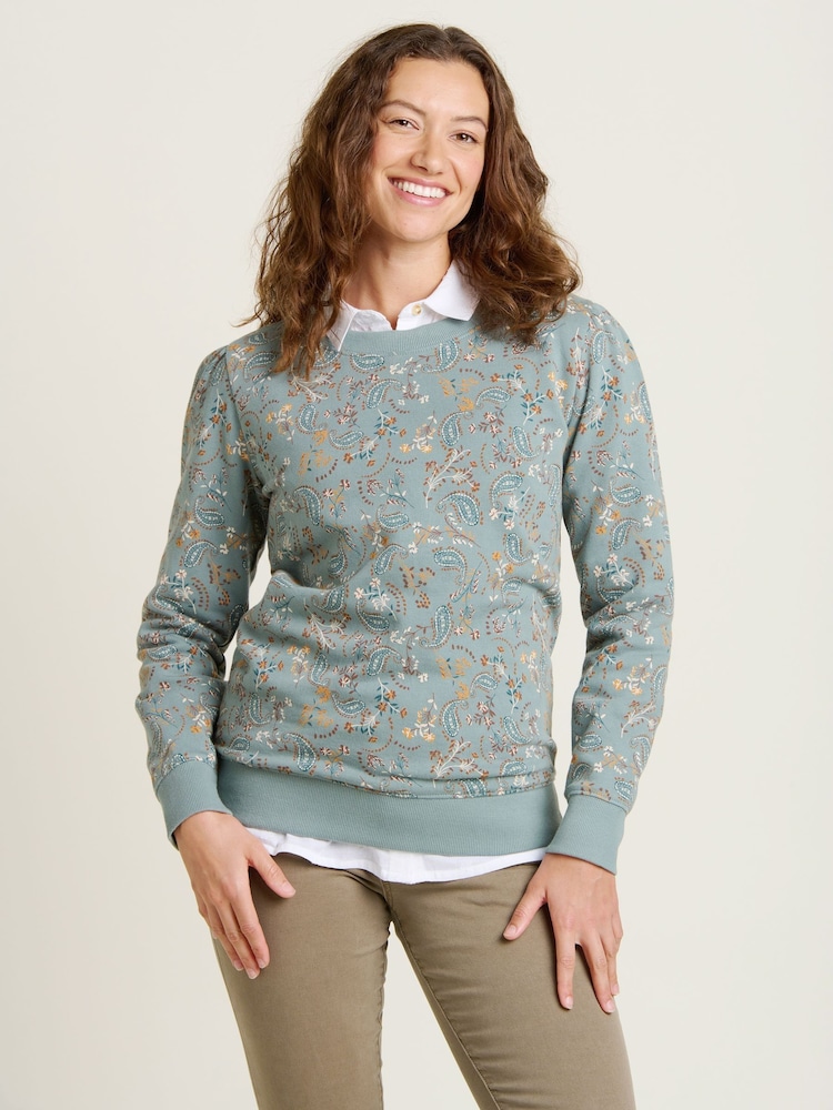 Brakeburn Blue Mia Crew Neck 100% Cotton Sweatshirt - Image 1 of 4 Brakeburn Blue Mia Crew Neck 100% Cotton Sweatshirt - Image 1 of 4