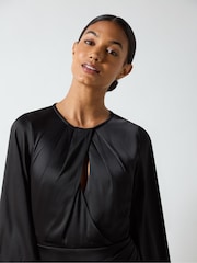 Ro&Zo Black Nadia Satin Twist Neck Dress - Image 2 of 4