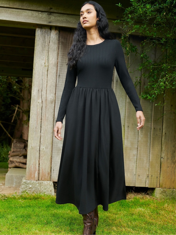 Ro&Zo Black Rib Top Ponte Skirt Dress - Image 1 of 6