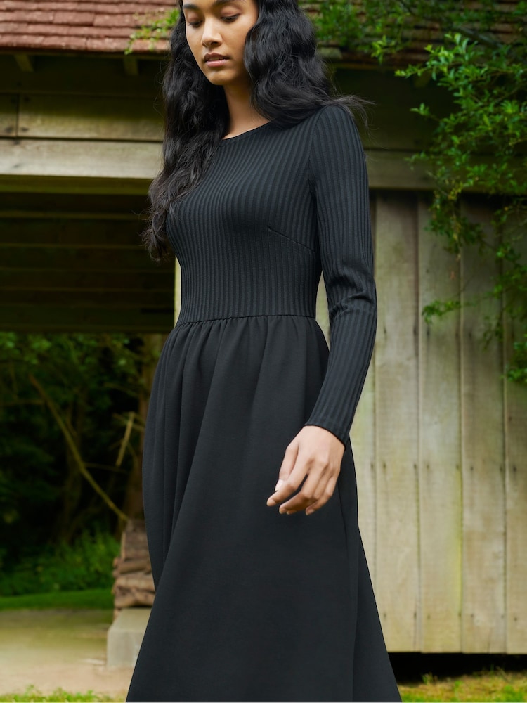 Ro&Zo Black Rib Top Ponte Skirt Dress - Image 2 of 6