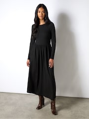 Ro&Zo Black Rib Top Ponte Skirt Dress - Image 3 of 6