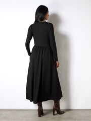 Ro&Zo Black Rib Top Ponte Skirt Dress - Image 4 of 6