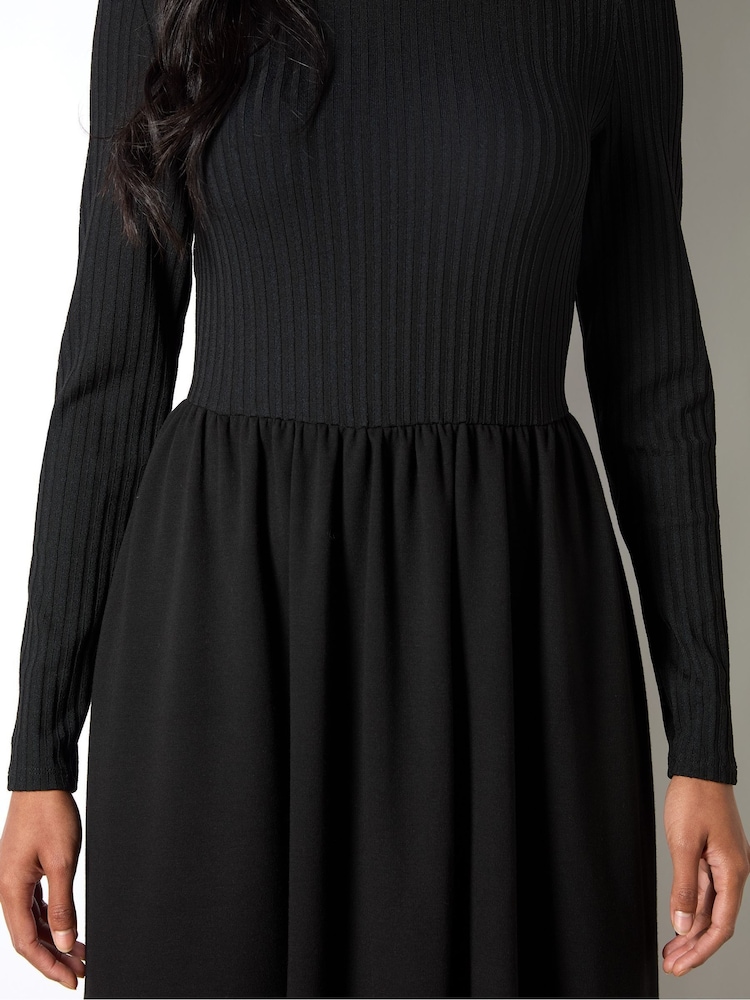 Ro&Zo Black Rib Top Ponte Skirt Dress - Image 6 of 6