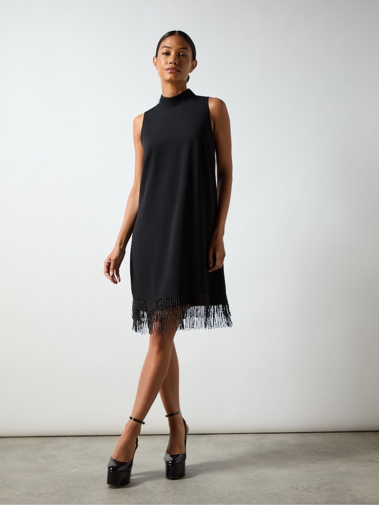 Ro&Zo Black Bead Trim Halter Dress - Image 1 of 4