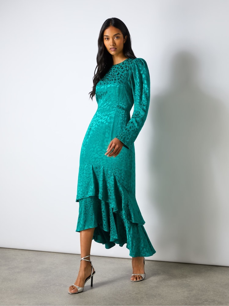 Ro&Zo Blue Angelina Animal Jacquard Flute Hem Dress - Image 1 of 4