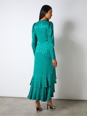 Ro&Zo Blue Angelina Animal Jacquard Flute Hem Dress - Image 2 of 4