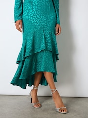 Ro&Zo Blue Angelina Animal Jacquard Flute Hem Dress - Image 3 of 4