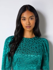 Ro&Zo Blue Angelina Animal Jacquard Flute Hem Dress - Image 4 of 4