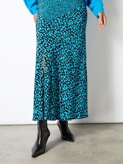 Ro&Zo Blue Dash Print Contrast Panel Skirt - Image 1 of 3