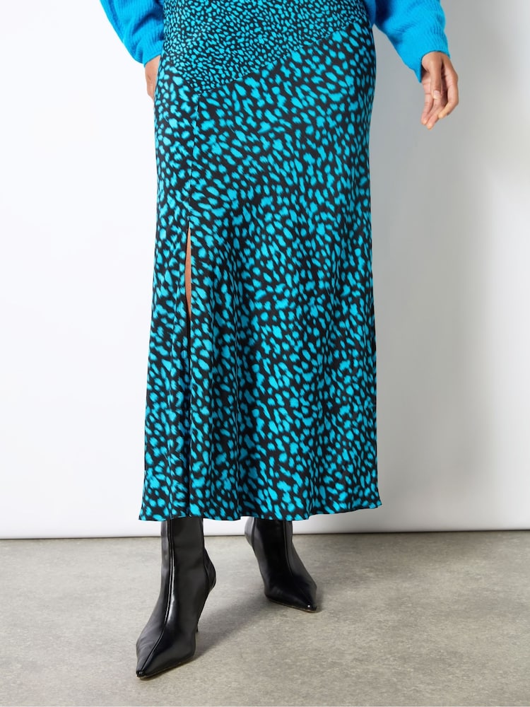 Ro&Zo Blue Dash Print Contrast Panel Skirt - Image 1 of 3