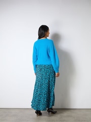 Ro&Zo Blue Dash Print Contrast Panel Skirt - Image 2 of 3