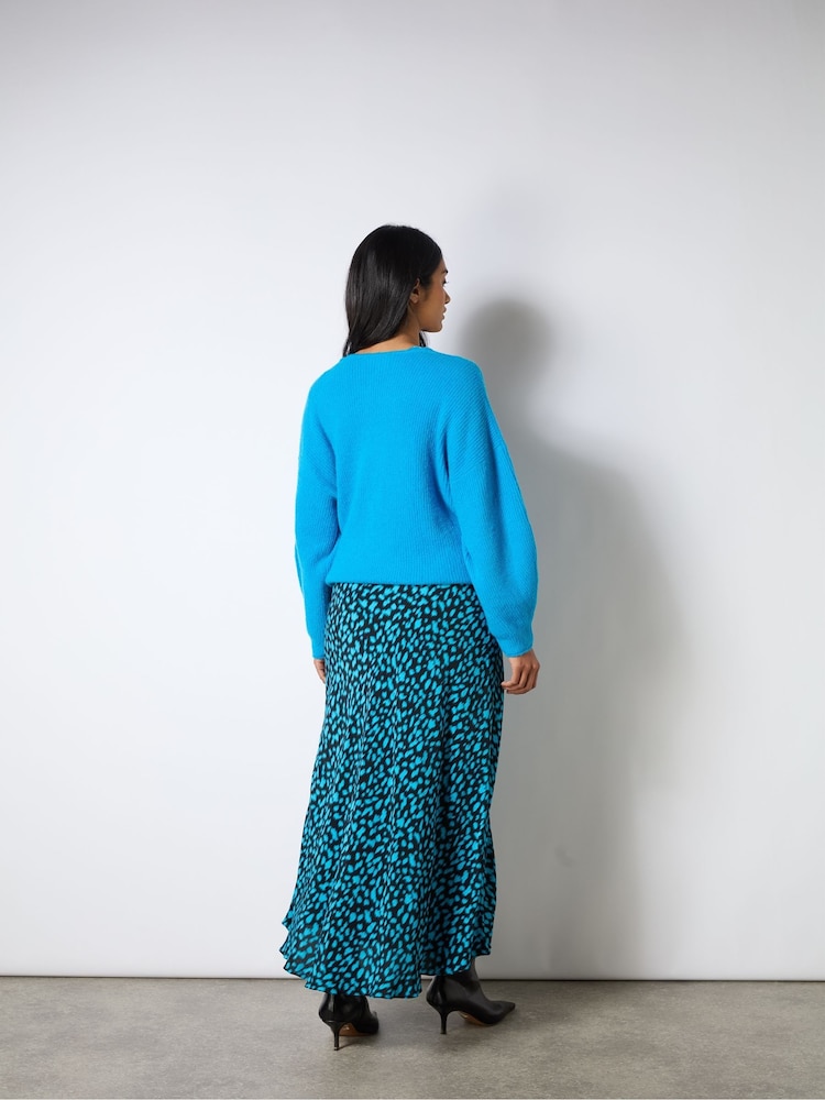 Ro&Zo Blue Dash Print Contrast Panel Skirt - Image 2 of 3