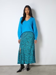 Ro&Zo Blue Dash Print Contrast Panel Skirt - Image 3 of 3