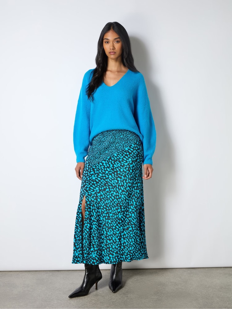 Ro&Zo Blue Dash Print Contrast Panel Skirt - Image 3 of 3