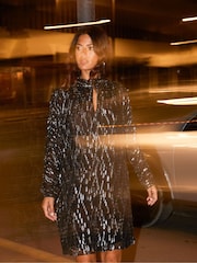 Ro&Zo Foil Keyhole Mini Dress - Image 2 of 6